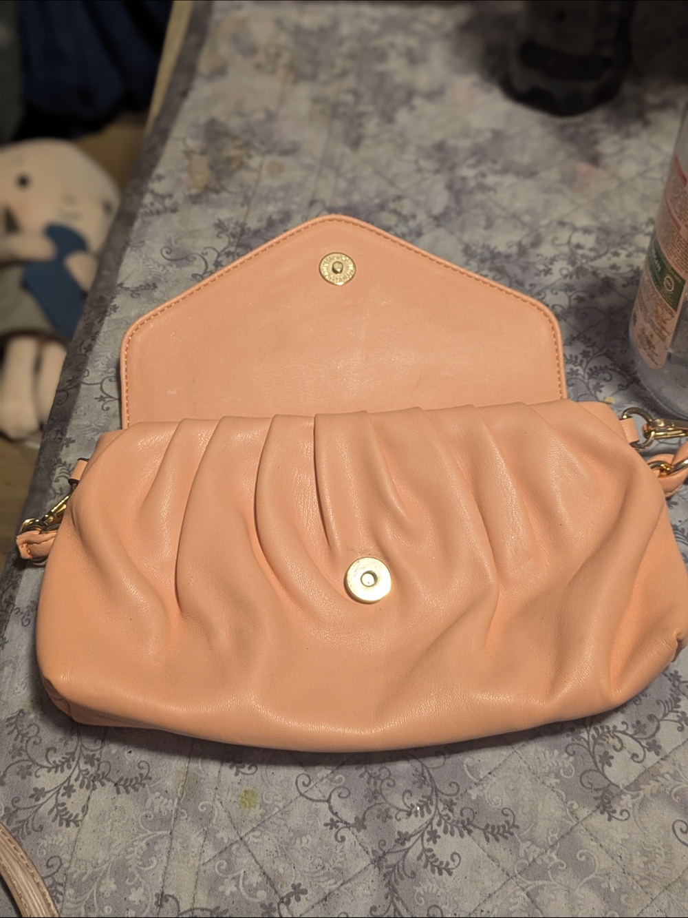 Aldo Peachy Pink Quilted Flap Shoulder Bag with Braided Chain Handle - Picture 11 of 12